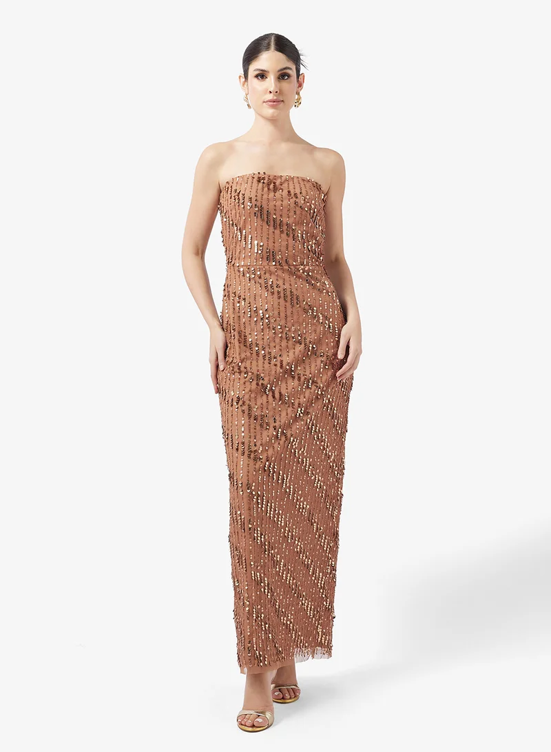 ليتل مسترس فستان ماكسي مزين بالترتر